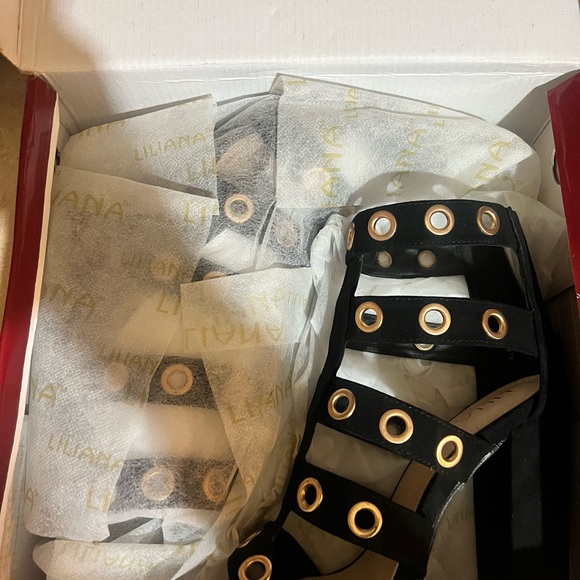 Black studded block heel sandal. Never worn. - Picture 4 of 4